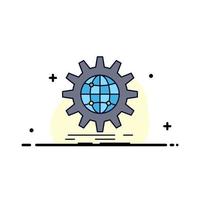 internazionale attività commerciale globo mondo largo Ingranaggio piatto colore icona vettore