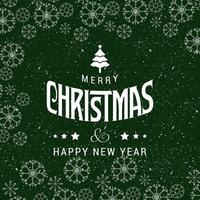 Natale saluti carta con tipografia e verde sfondo vettore