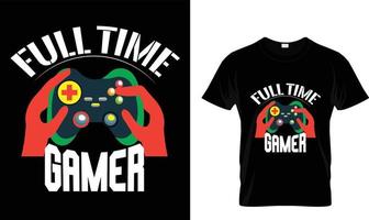 pieno tempo gamer maglietta design modello vettore