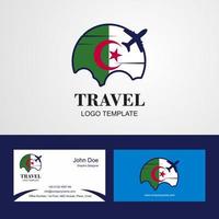 viaggio alegeria bandiera logo e visitare carta design vettore