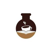 caffè libro laboratorio forma concetto vettore logo design. tè libro memorizzare iconico logo.