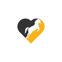 cavallo cuore forma vettore logo design. cavallo cartello icona.