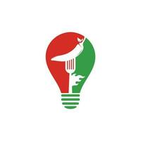 caldo chili con forchetta lampadina forma concetto logo design. chili e forchetta logo modello adatto per speziato cibo, ristorante menù. vettore