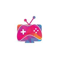 gamepad e tv, giocare gioco icona. gioco e tv logo design vettore