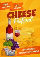formaggio Festival aviatore con vino, uva e topo vettore