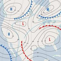 tempo metereologico previsione, meteorologia isobara Stati Uniti d'America carta geografica vettore