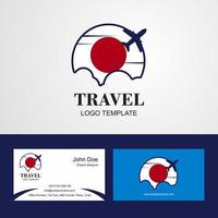 viaggio Giappone bandiera logo e visitare carta design vettore