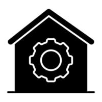Ingranaggio con costruzione, icona di casa sviluppo vettore