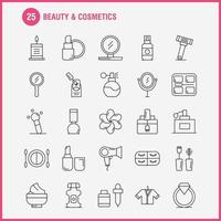 bellezza e cosmetici linea icone impostato per infografica mobile uxui kit e Stampa design includere viso fondazione liquido trucco bellezza spazzola trucco bellezza icona impostato vettore