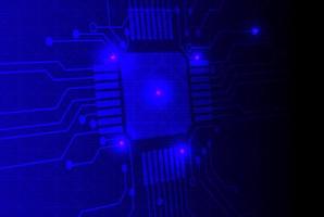 vettore futuristico microchip processore circuito tavola blu luce. tecnologia astratto sfondo.