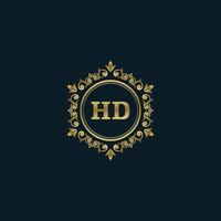 lettera HD logo con lusso oro modello. eleganza logo vettore modello.