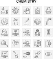 25 mano disegnato chimica icona impostato grigio sfondo vettore scarabocchio