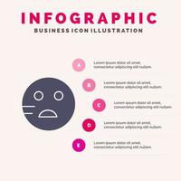 triste emoji scuola solido icona infografica 5 passaggi presentazione sfondo vettore