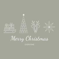 Natale carta sognare con i regali, Natale albero e cervo vettore