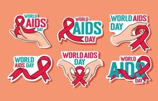 mondo AIDS giorno adesivi impostato vettore
