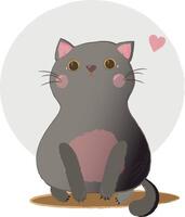 carino grigio gatto con rosa cuore vettore