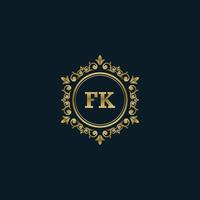 lettera fk logo con lusso oro modello. eleganza logo vettore modello.