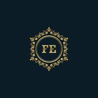 lettera fe logo con lusso oro modello. eleganza logo vettore modello.