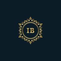 lettera ib logo con lusso oro modello. eleganza logo vettore modello.