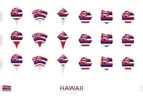 collezione di il Hawaii bandiera nel diverso forme e con tre diverso effetti. vettore