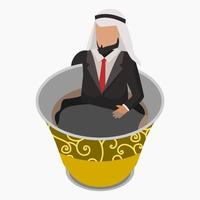 modificabile vettore di arabo uomo d'affari rilassante nel un' tazza di Arabo caffè per attività commerciale e caffè rompere illustrazione con arabo cultura o bar relazionato design