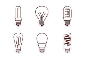 Set di icone lampada elettricità vettore