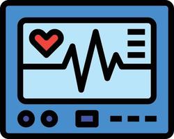 cardiogramma frequenza cardiaca monitorare assistenza sanitaria medico - pieno schema icona vettore