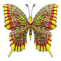 la farfalla. colorazione pagina per adulti anti stress nel zentangle stile. vettore
