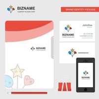 cuore e stella palloncini attività commerciale logo file copertina visitare carta e mobile App design vettore illustrazione
