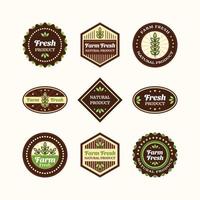 set logo vintage di prodotti naturali freschi di fattoria vettore
