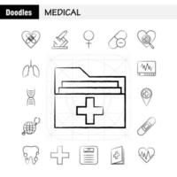 medico mano disegnato icone impostato per infografica mobile uxui kit e Stampa design includere denti bocca dentista medico sangue pressione medico medico eps 10 vettore