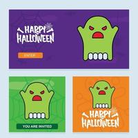 contento Halloween invito design con fantasma vettore