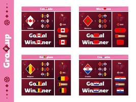 calcio 2022 tazza gruppo f Canada, Marocco, Belgio, Croazia, design media kit grafico collezione. 2022 calcio tazza o calcio campionato design elementi vettore impostato