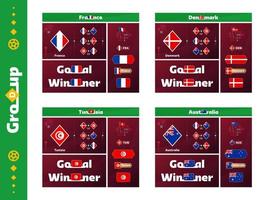 calcio 2022 tazza gruppo d Francia, Australia, Danimarca, tunisia, design media kit grafico collezione. 2022 calcio tazza o calcio campionato design elementi vettore impostato