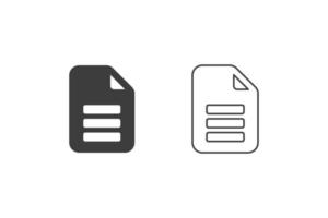documento icone piatto design o documento icone. 2 stile di documento isolato su bianca sfondo. vettore