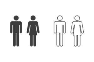 uomini e donne piatto vettore illustrazione glifo stile design con 2 stile icone nero e bianca. isolato su bianca sfondo.
