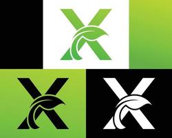 astratto lettera X verde foglia logo vettore
