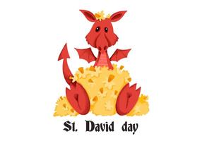 Carino Red Dragon Saint David's Day vettore