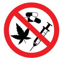 no droghe, cannabis, iniezione cartello simbolo vettore design