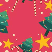 sociale media modello, con Natale tema sfondo nel rosso colore con stella e Natale albero illustrazione vettore, con copia spazio vettore