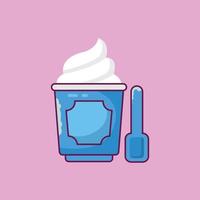 illustrazione vettoriale della tazza di gelato su uno sfondo simboli di qualità premium icone vettoriali per il concetto e la progettazione grafica.