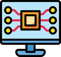 computer digitale schermo elettronico sistema - pieno schema icona vettore