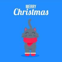 vettore illustrazione di cartone animato gattino indossare Natale Abiti. con un' allegro Natale testo