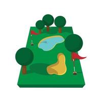 golf corso cartone animato icona vettore