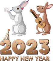 contento nuovo anno 2023 coniglio anno vettore
