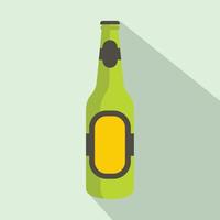verde bottiglia di birra icona, piatto stile vettore