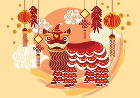 Cinese tradizionale Lion Dance Festival Background vettore