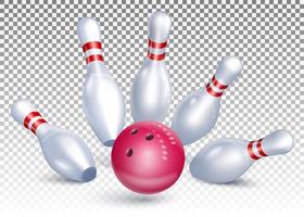 palla da bowling colpisce i birilli vettore