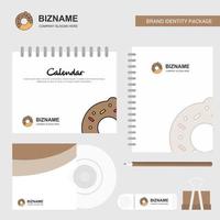 ciambella logo calendario modello CD copertina diario e USB marca stazionario pacchetto design vettore modello