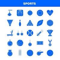gli sport solido glifo icone impostato per infografica mobile uxui kit e Stampa design includere peso sollevamento peso gli sport Giochi baseball pipistrello gli sport eps 10 vettore